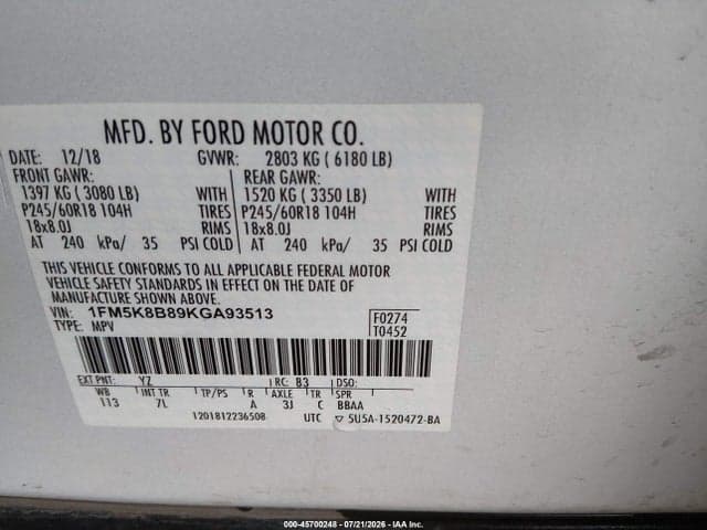 2019 FORD EXPLORER 9