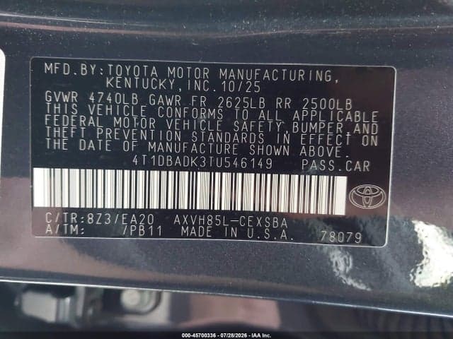 2026 TOYOTA CAMRY SE 9