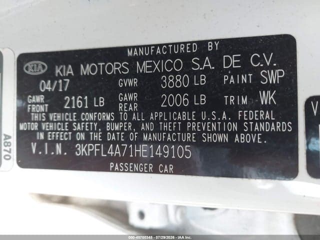 2017 KIA FORTE LX 9