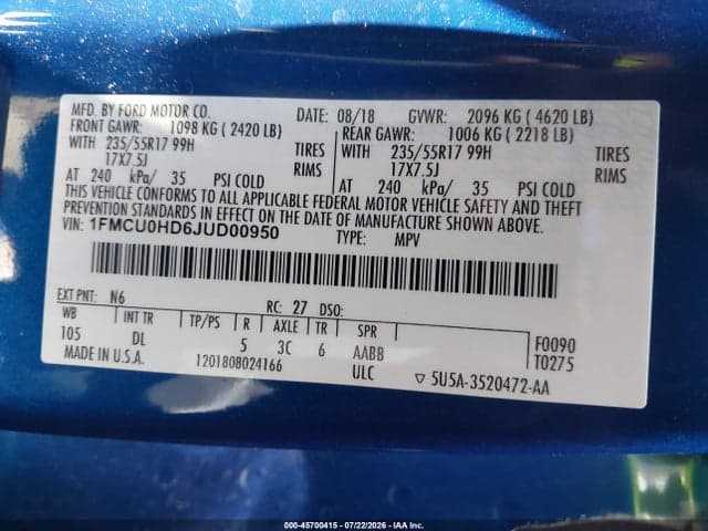 2018 FORD ESCAPE SEL 9
