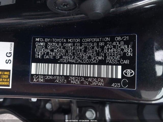 2022 TOYOTA COROLLA LE 9
