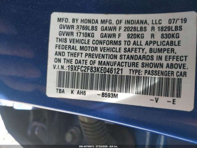 2019 HONDA CIVIC SPORT 9