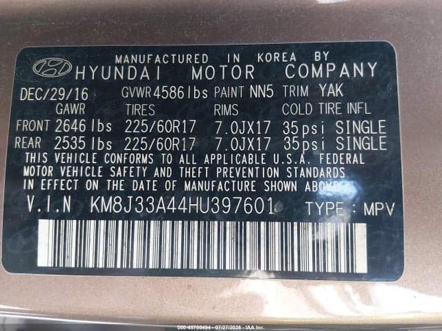 2017 HYUNDAI TUCSON SE 9