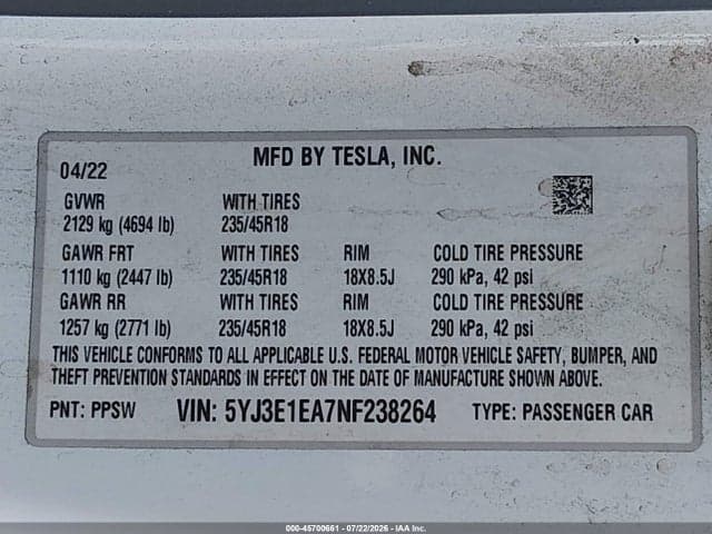 2022 TESLA MODEL 3 REAR-WHEEL DRIVE 9