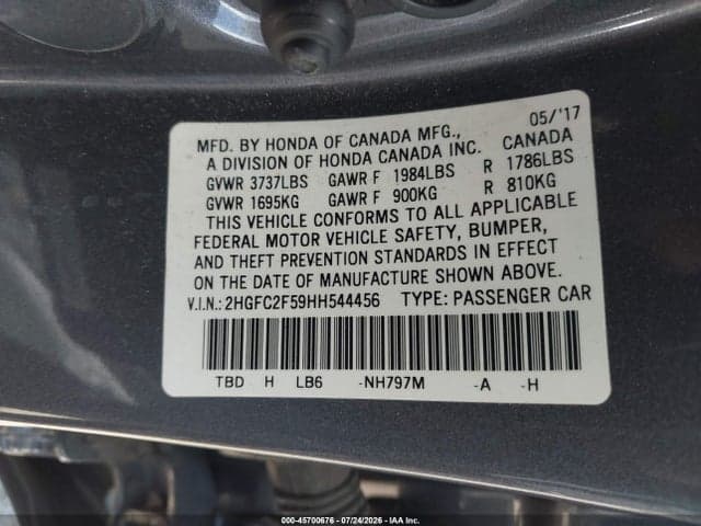 2017 HONDA CIVIC LX 9