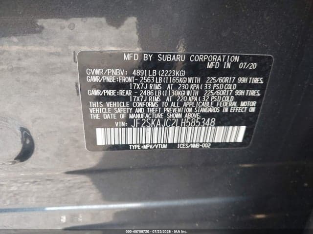 2020 SUBARU FORESTER PREMIUM 9