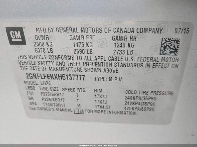2017 CHEVROLET EQUINOX LT 9