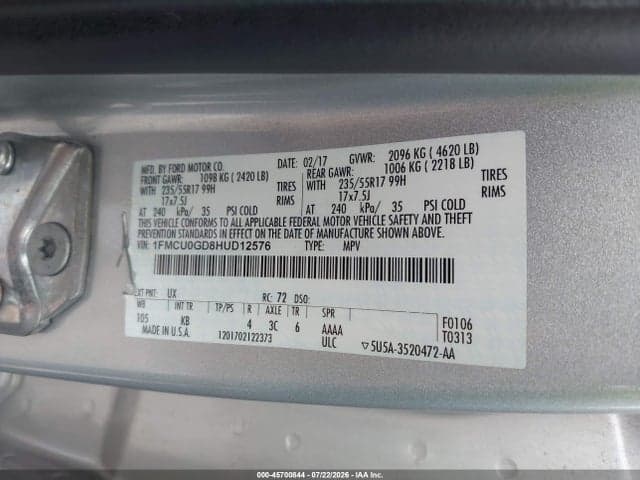 2017 FORD ESCAPE SE 9