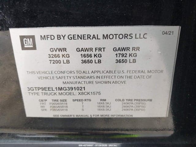 2021 GMC SIERRA 1500 4WD SHORT BOX AT4 9