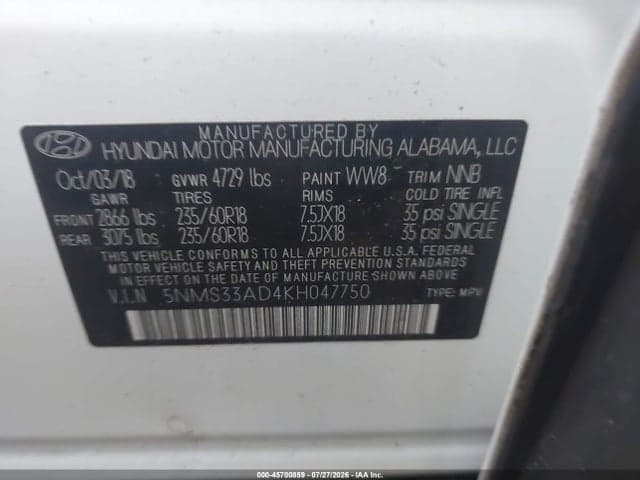 2019 HYUNDAI SANTA FE SEL PLUS 9