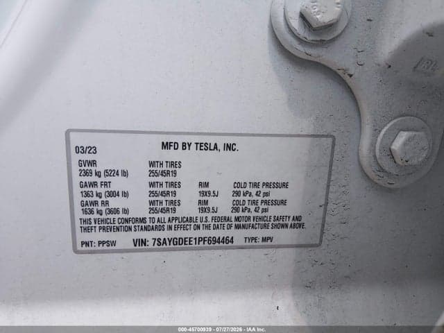 2023 TESLA MODEL Y AWD/LONG RANGE DUAL MOTOR ALL-WHEEL DRIVE 9