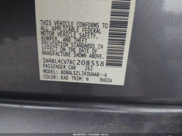 2019 NISSAN ALTIMA 2.5 SR 9