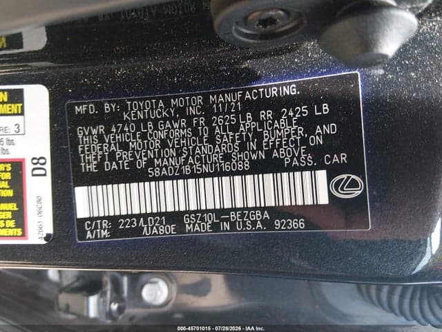 2022 LEXUS ES 350 9