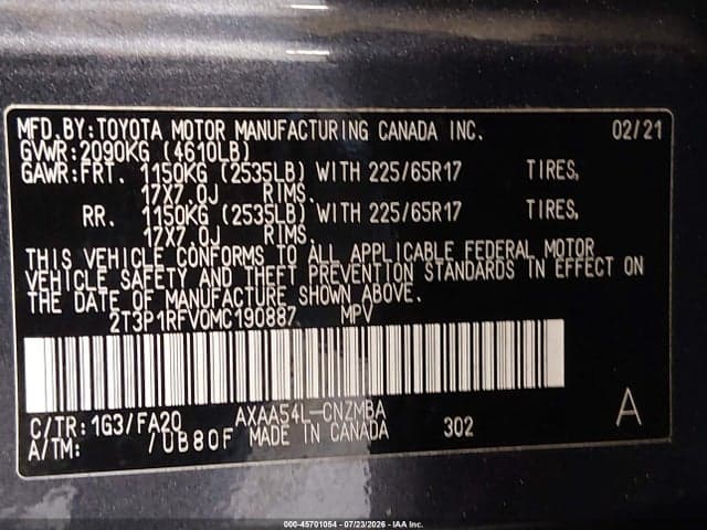 2021 TOYOTA RAV4 XLE 9