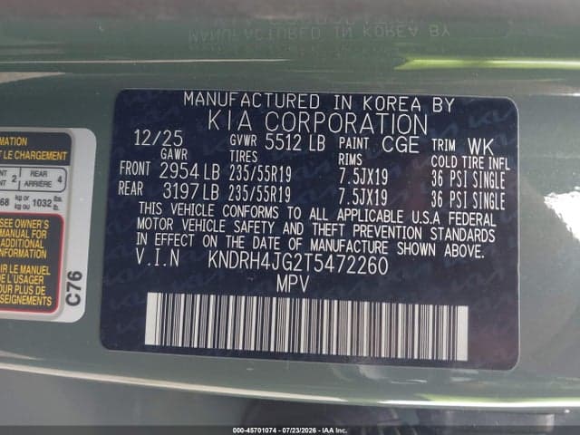 2026 KIA SORENTO HYBRID EX 9