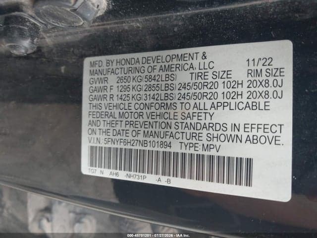 2022 HONDA PILOT AWD SPECIAL EDITION 9