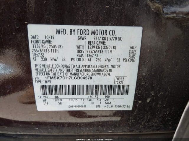 2020 FORD EXPLORER XLT 9