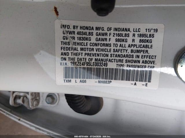 2020 HONDA INSIGHT TOURING 9