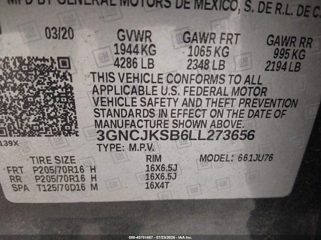 2020 CHEVROLET TRAX FWD LS 9