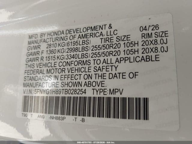 2026 HONDA PILOT ELITE 9