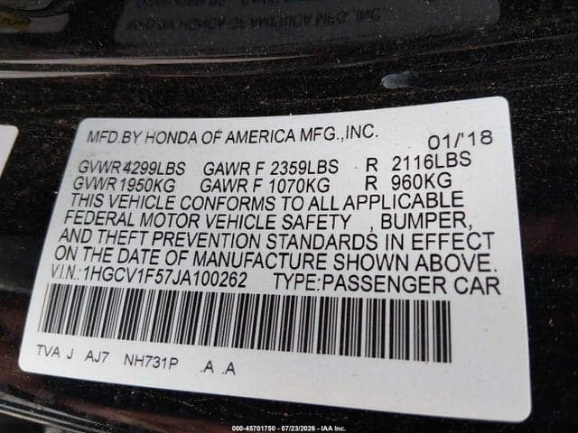 2018 HONDA ACCORD EX-L 9