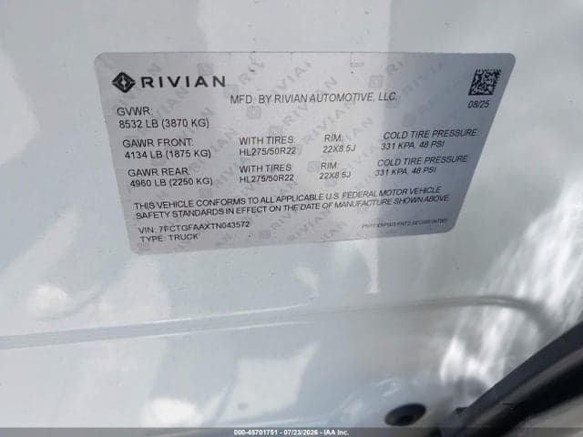 2026 RIVIAN R1T DUAL MOTOR LARGE PACK/PERFORMANCE DUAL MOTOR LARGE PACK 9