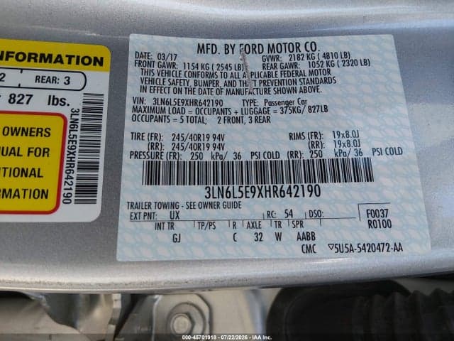 2017 LINCOLN MKZ RESERVE 9