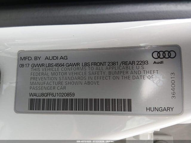 2018 AUDI A3 2.0T PREMIUM/2.0T TECH PREMIUM 9
