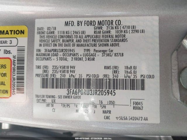 2018 FORD FUSION HYBRID TITANIUM 9