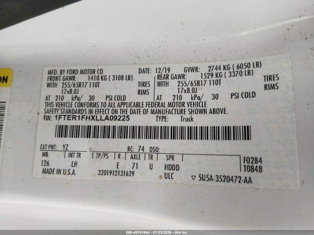 2020 FORD RANGER XL 9