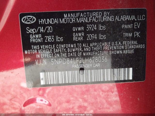 2020 HYUNDAI ELANTRA SEL 9