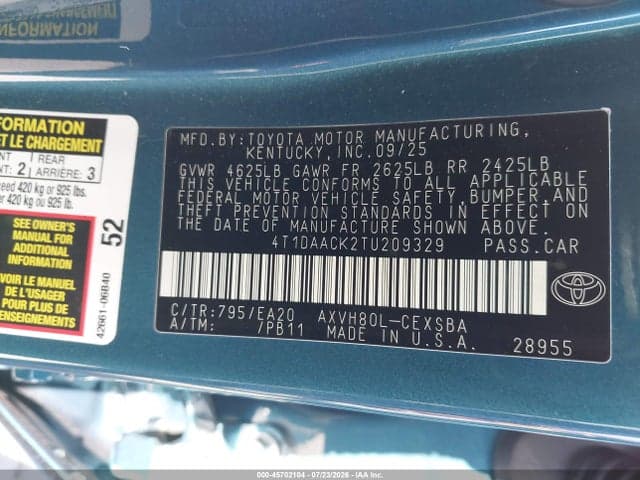 2026 TOYOTA CAMRY SE 9