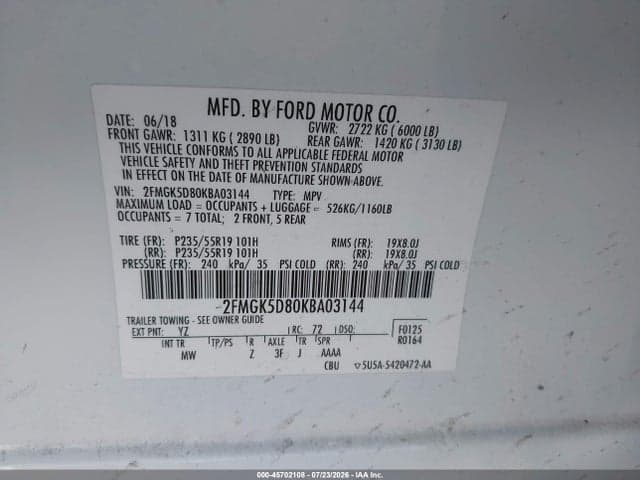 2019 FORD FLEX LIMITED 9