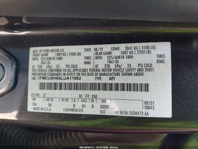 2020 FORD ESCAPE SEL 9