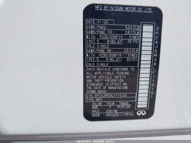2020 INFINITI QX50 LUXE AWD 9