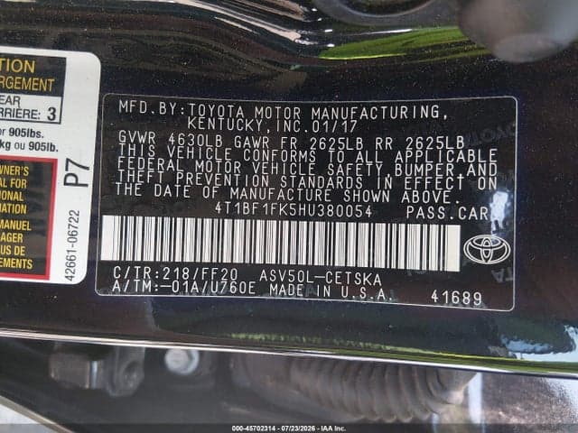 2017 TOYOTA CAMRY SE 9