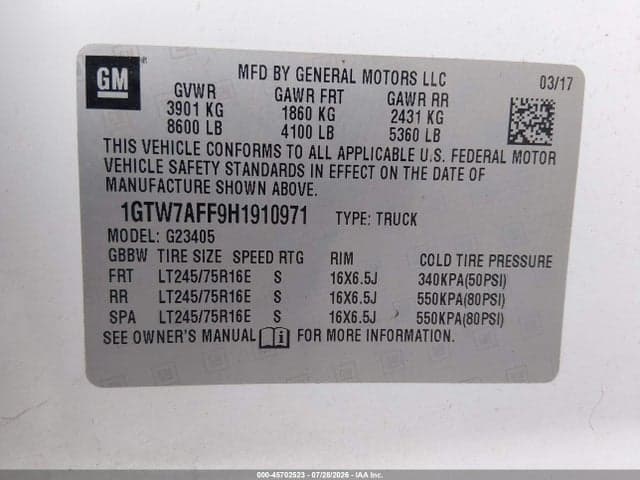 2017 GMC SAVANA 2500 WORK VAN 9