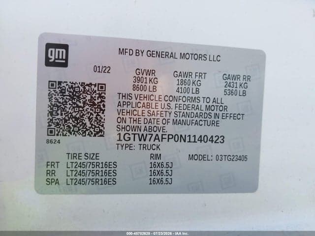 2022 GMC SAVANA CARGO RWD 2500 REGULAR WHEELBASE WORK VAN 9