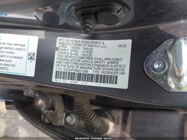 2022 HONDA INSIGHT EX 9