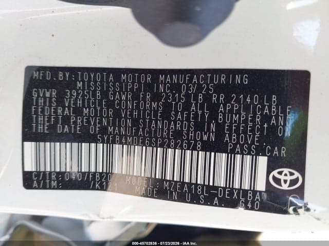 2025 TOYOTA COROLLA LE 9