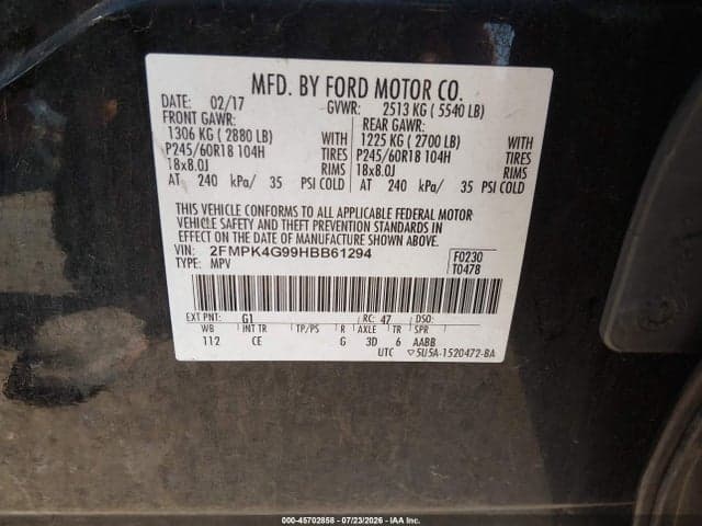 2017 FORD EDGE SE 9