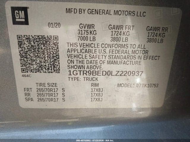 2020 GMC SIERRA 1500 4WD STANDARD BOX SLE 9