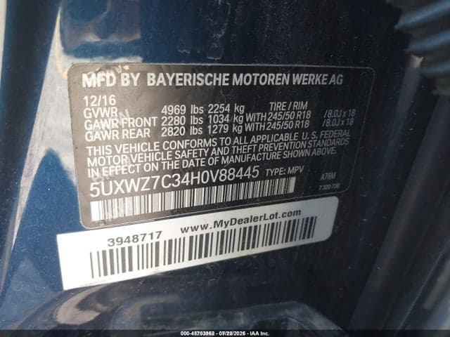 2017 BMW X3 SDRIVE28I 7