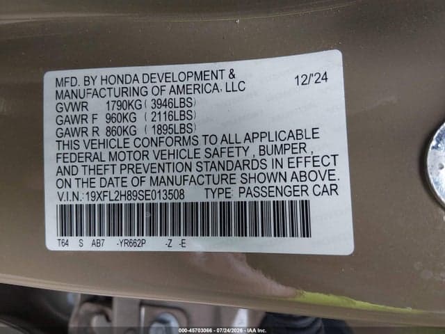 2025 HONDA CIVIC SEDAN SPORT 9