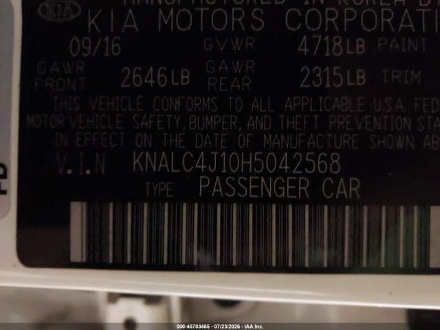 2017 KIA CADENZA PREMIUM 9