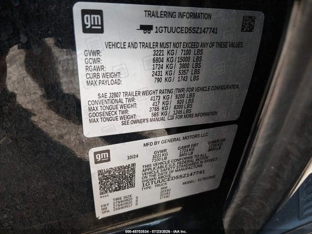 2025 GMC SIERRA 1500 4WD SHORT BOX ELEVATION WITH 3SB 9