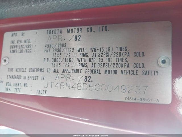 1982 TOYOTA PICKUP RN48 9