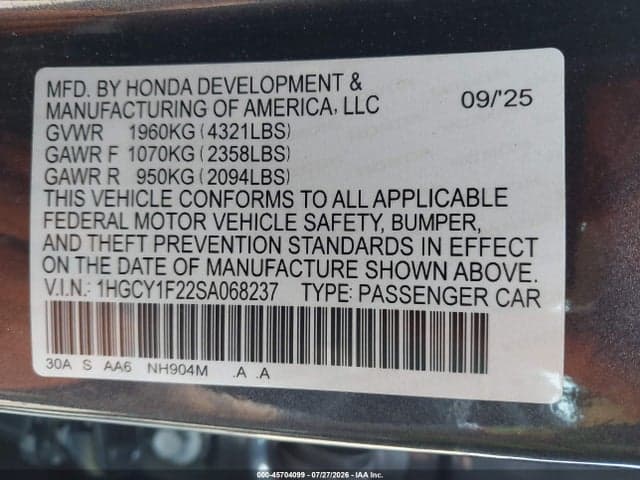 2025 HONDA ACCORD LX 9