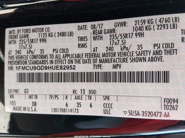 2017 FORD ESCAPE SE 9