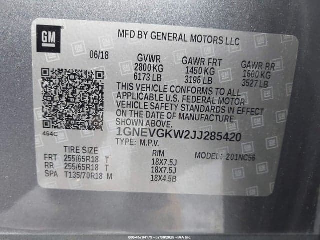 2018 CHEVROLET TRAVERSE LT CLOTH 9